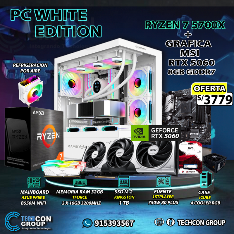 PC RYZEN 7 5700X + RTX5060 WHITE