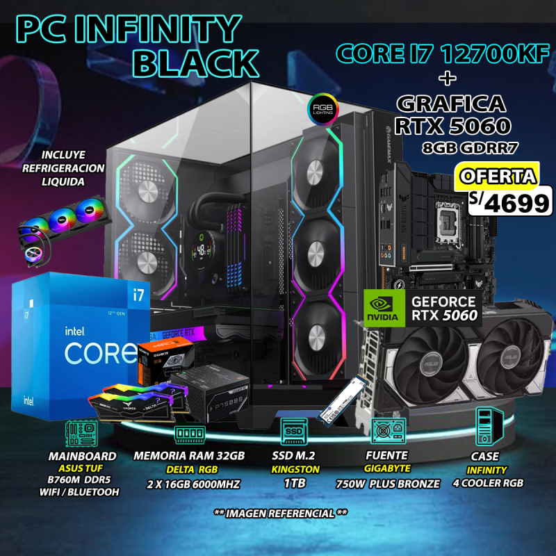 PC I7 12700KF + RTX5060 BLACK