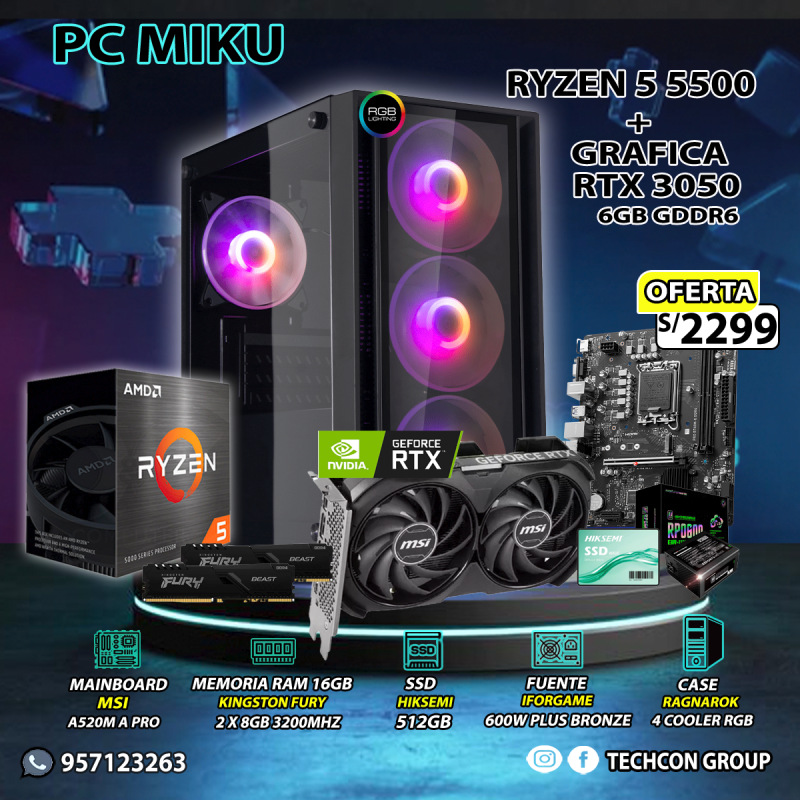 PC RYZEN 5 5500 + RTX 3050