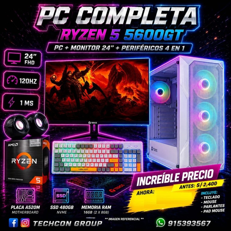 PC COMPLETA RYZEN 5 5600G - EDICION WHITE MI7