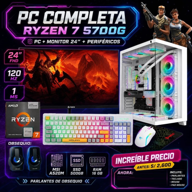 PC COMPLETA RYZEN 7 5700G - EDICION WHITE