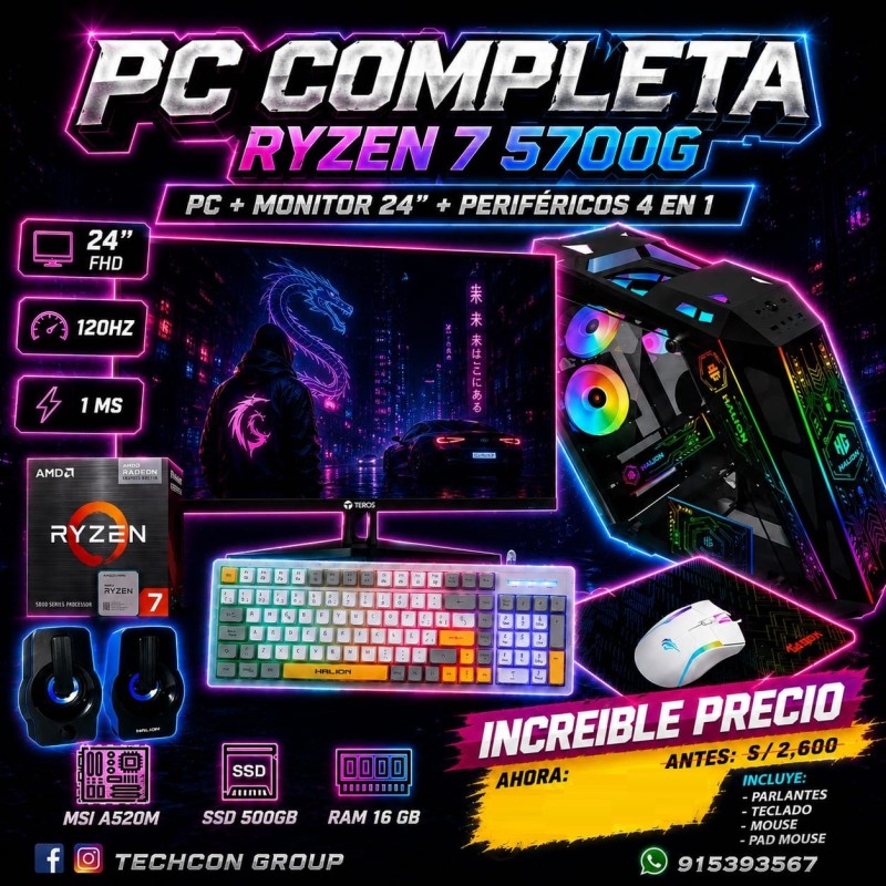 PC COMPLETA RYZEN 7 5700G BLACK