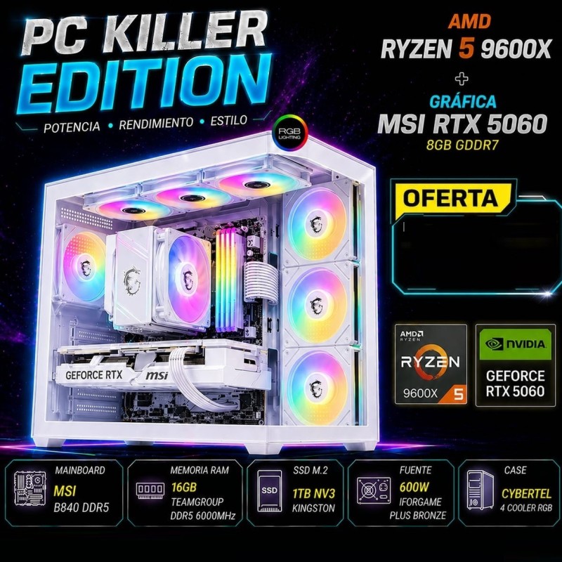 PC RYZEN 5 9600X + RTX5060 WHITE
