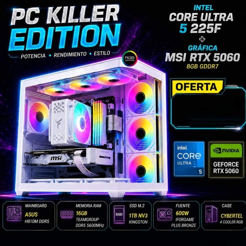 PC INTEL ULTRA 5 225F + RTX5060 WHITE