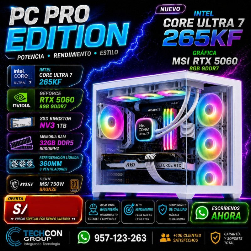 PC INTEL ULTRA 7 265KFF + RTX5060 WHITE
