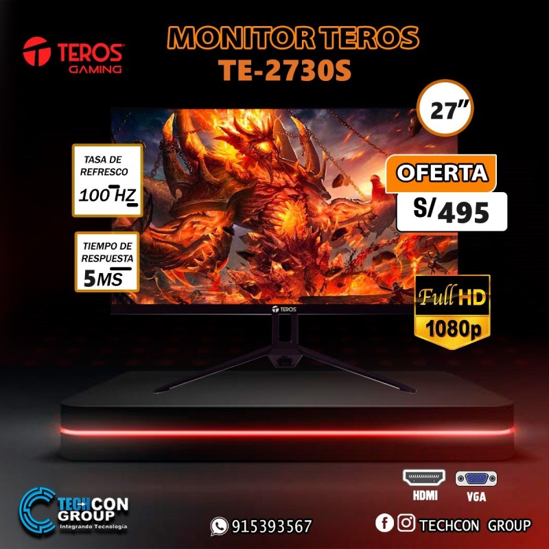 MONITOR TEROS 27" TE-2730S, Full HD, PANEL VA, 100HZ, 5MS